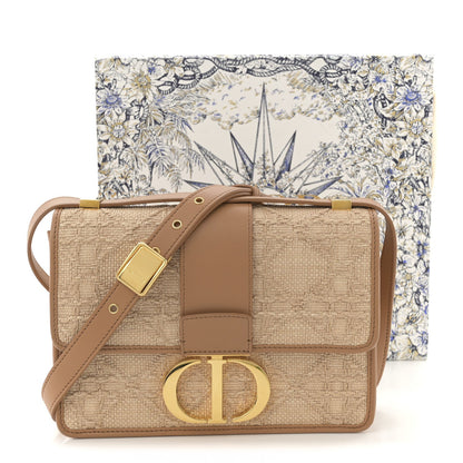 Raffia Calfskin 30 Montaigne Flap Bag Beige