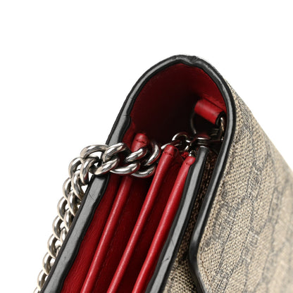 GG Supreme Monogram Mini Dionysus Chain Wallet Beige Vulcanic Red