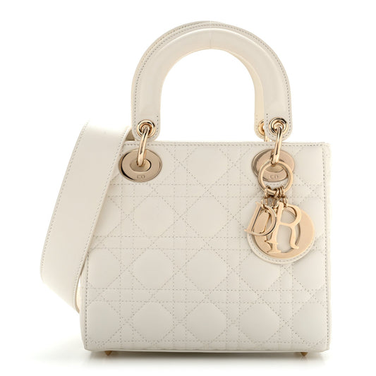 Lambskin Cannage Small My ABCDior Lady Dior White