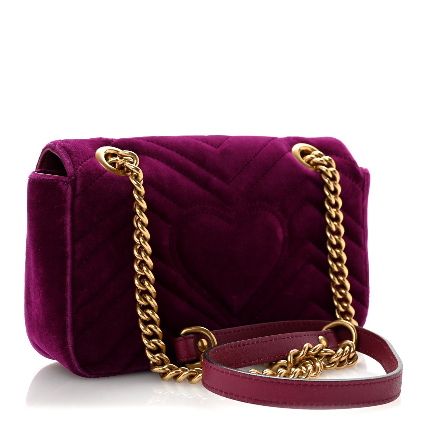 Velvet Matelasse Mini GG Marmont Shoulder Bag Fuchsia Violet Cyclamen