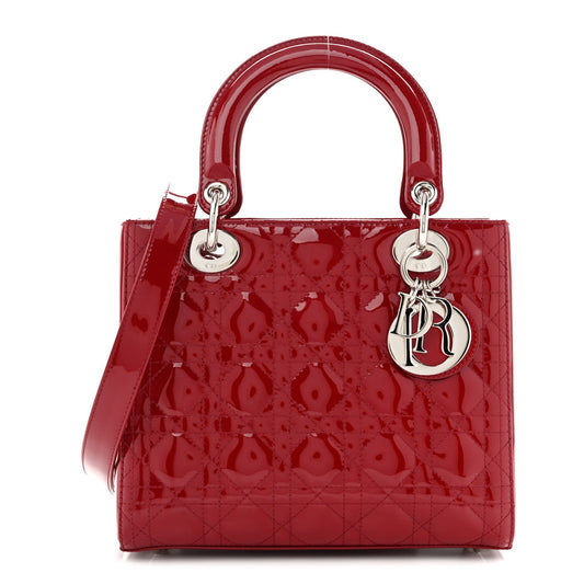 Patent Cannage Medium Lady Dior Red