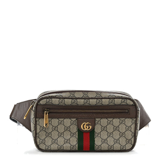 Soft GG Supreme Monogram Medium Ophidia Belt Bag Dark Brown