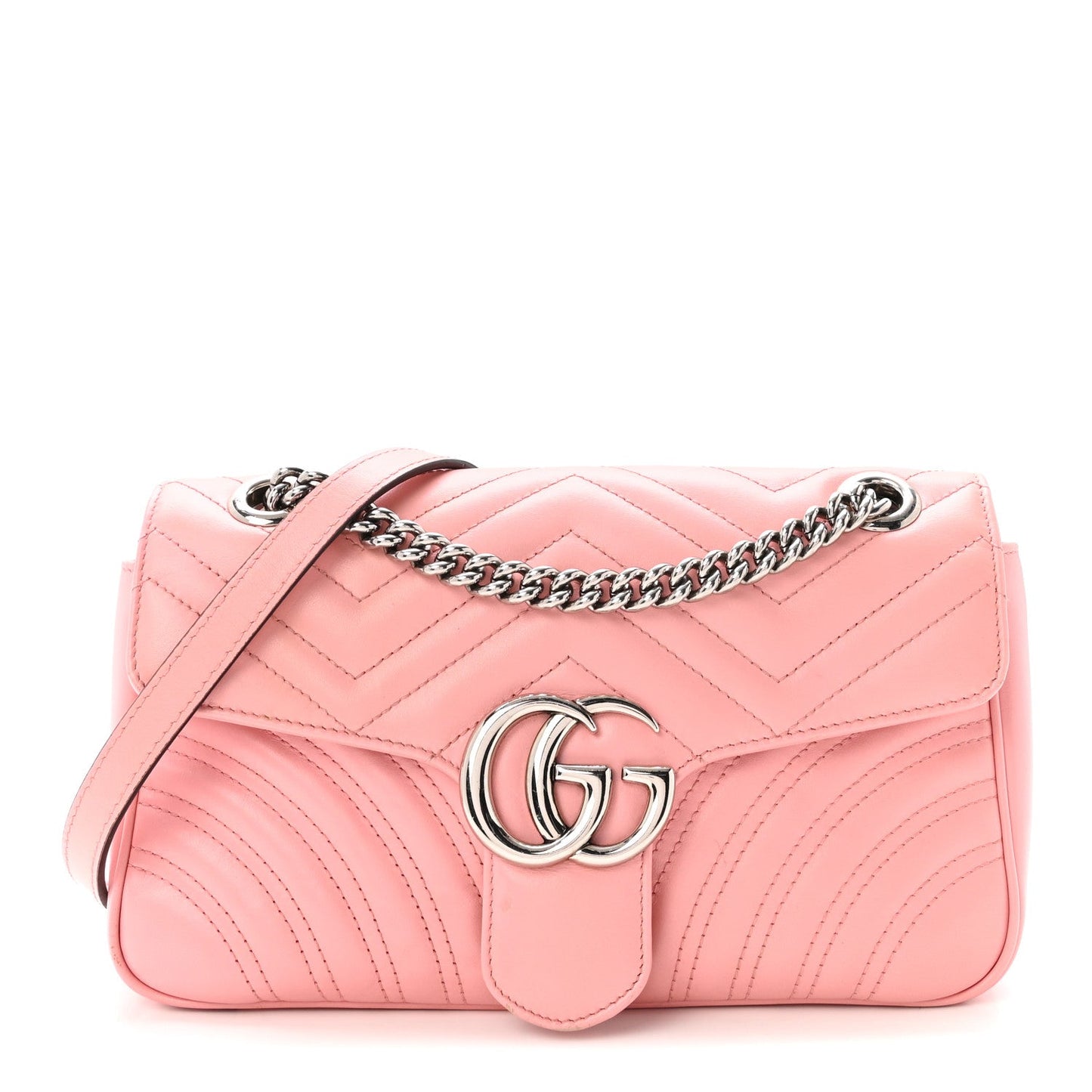 Calfskin Matelasse Small GG Marmont Shoulder Bag Wild Rose