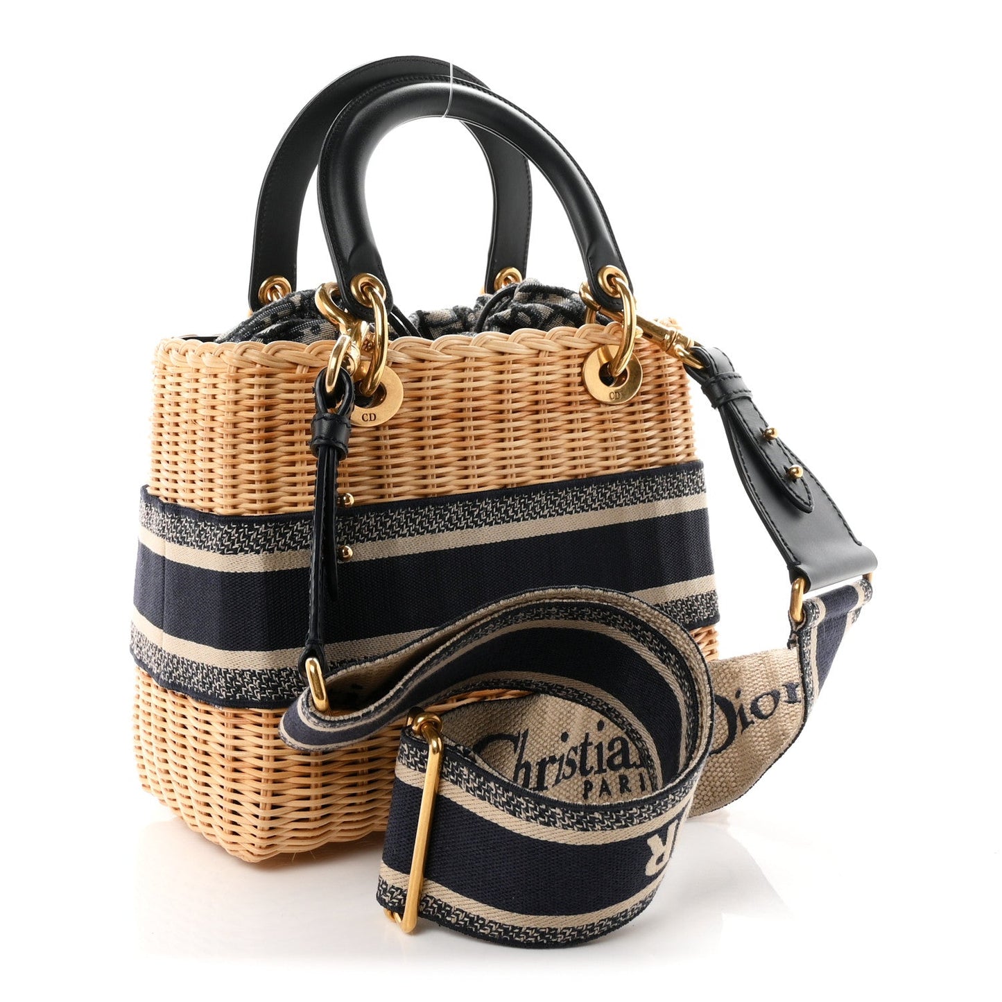 Wicker Oblique Medium Lady Dior Bag Blue