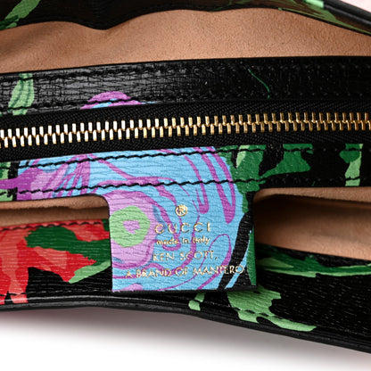 X KEN SCOTT New Shangai Calfskin Jenny Floral Print Small Jackie 1961 Hobo Black Pink