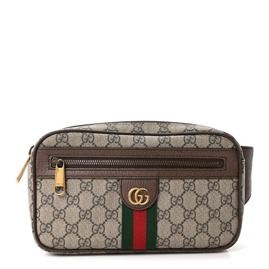 Soft GG Supreme Monogram Medium Ophidia Belt Bag Dark Brown