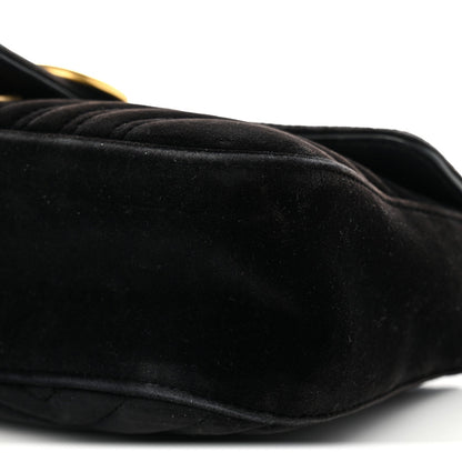 Velvet Matelasse Mini GG Marmont Shoulder Bag Black