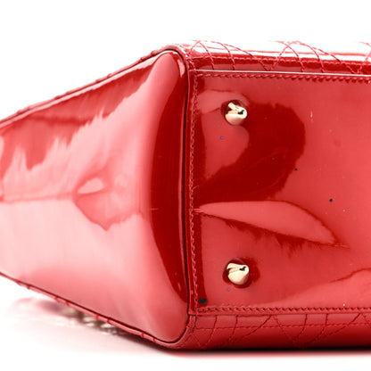 Patent Cannage Stitched Medium Lady Dior Red