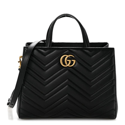 Calfskin Matelasse Small GG Marmont Tote Black