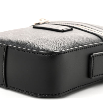 GG Supreme Monogram Appia Calfskin Web Small Camera Messenger Bag Black Grey