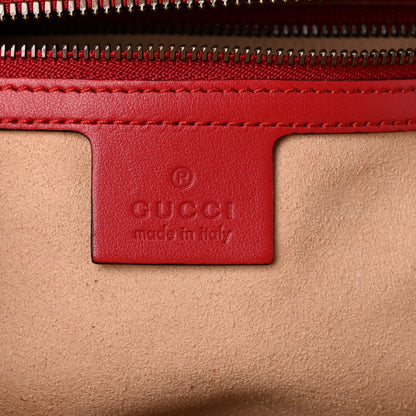 Calfskin Matelasse Sylvie Web Small GG Marmont Top Handle Shoulder Bag Hibiscus Red