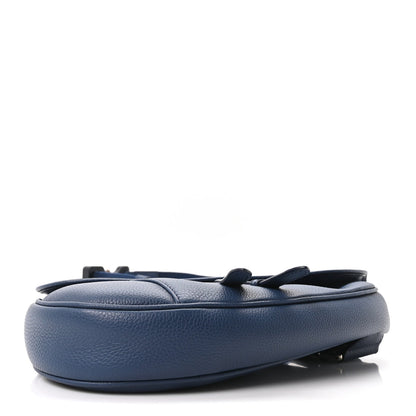 Grained Calfskin Mens Saddle Bag Navy Blue