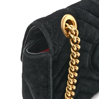 Velvet Matelasse Mini GG Marmont Shoulder Bag Black