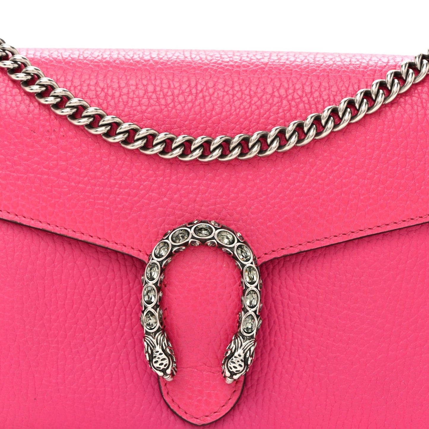 Dollar Calfskin Crystal Mini Dionysus Chain Wallet Box Pink