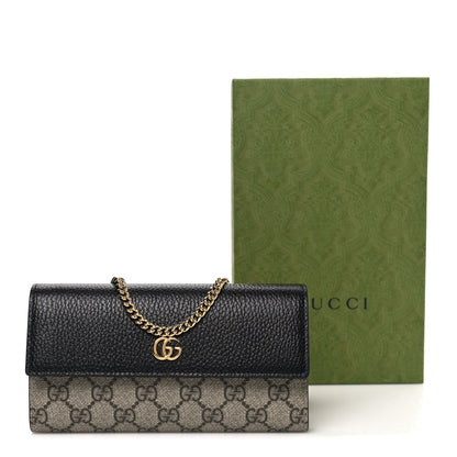Dollar Calfskin GG Supreme Monogram Petite GG Marmont Wallet Chain Bag Black Beige Ebony