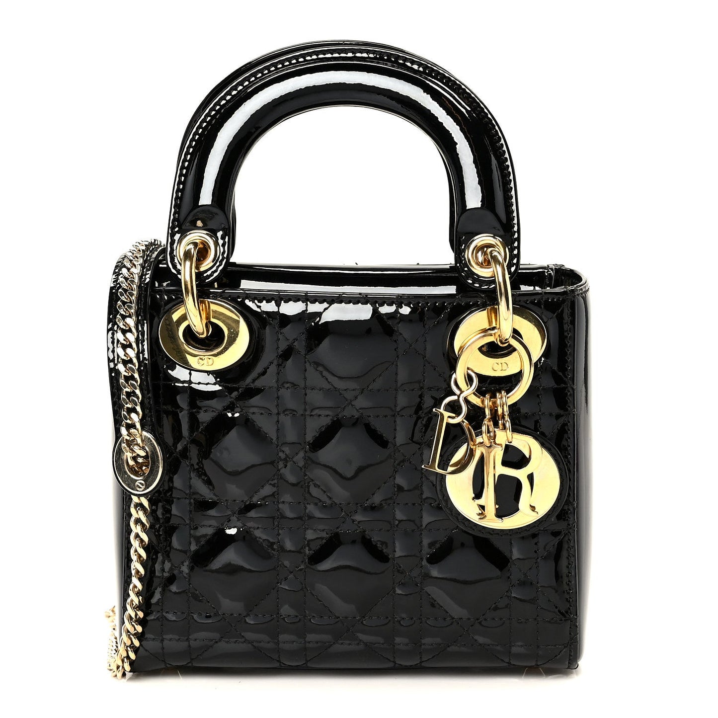 Patent Cannage Mini Lady Dior Black