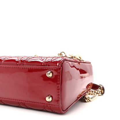 Patent Cannage Mini Lady Dior Red