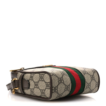 X BALENCIAGA BB Supreme Monogram Web Mini Ophidia Messenger Beige New Acero