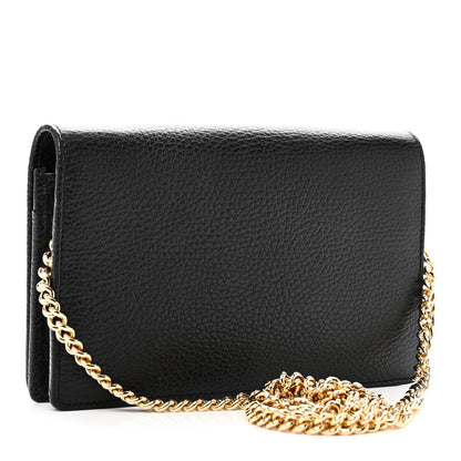 Calfskin Mini GG Marmont Chain Wallet Black