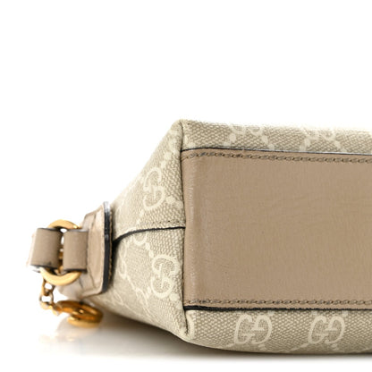 GG Supreme Monogram Textured Dollar Calfskin Web Small Ophidia Dome Shoulder Beige Mystic White Oatmeal