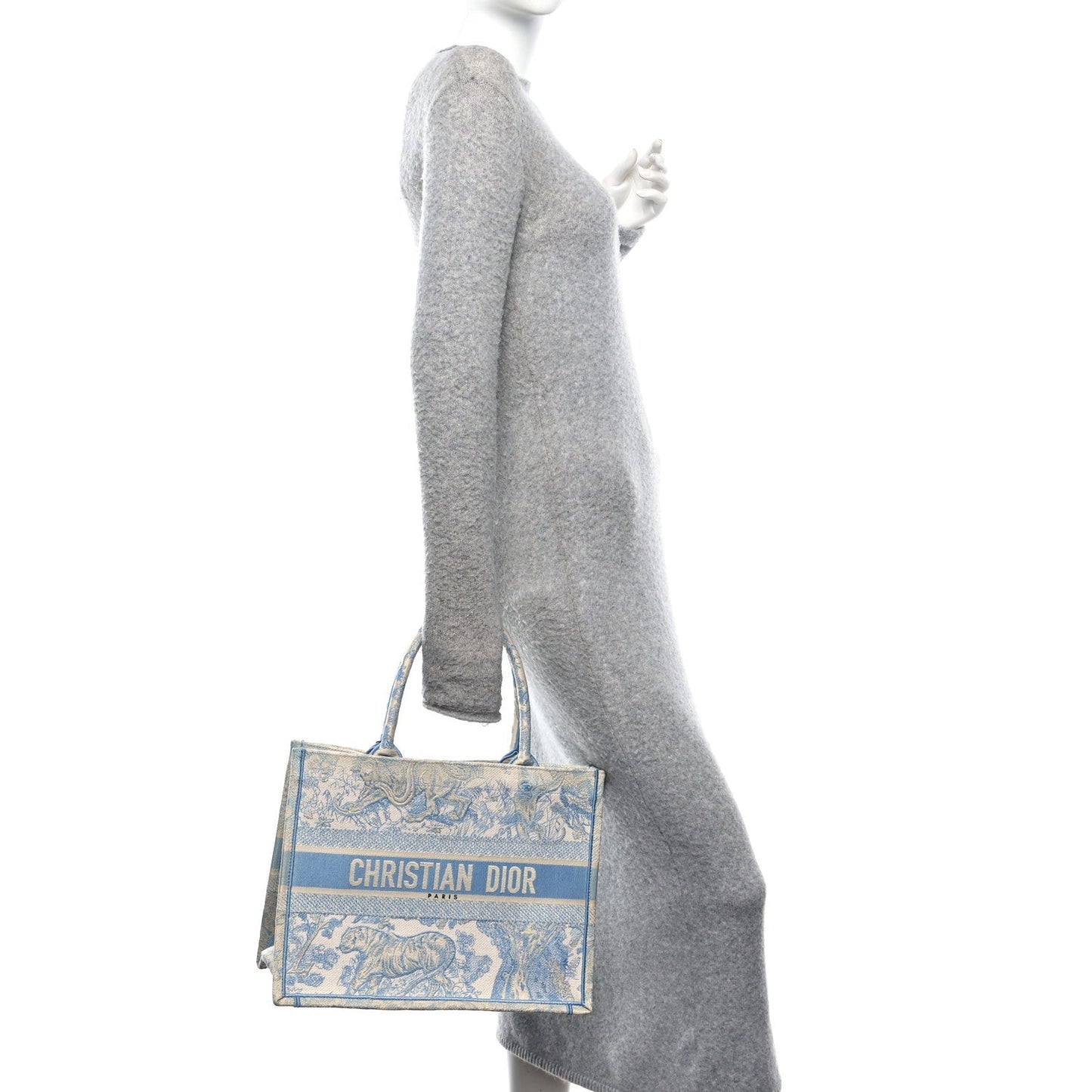 Canvas Embroidered Medium Dioriviera Toile De Jouy Book Tote Light Blue