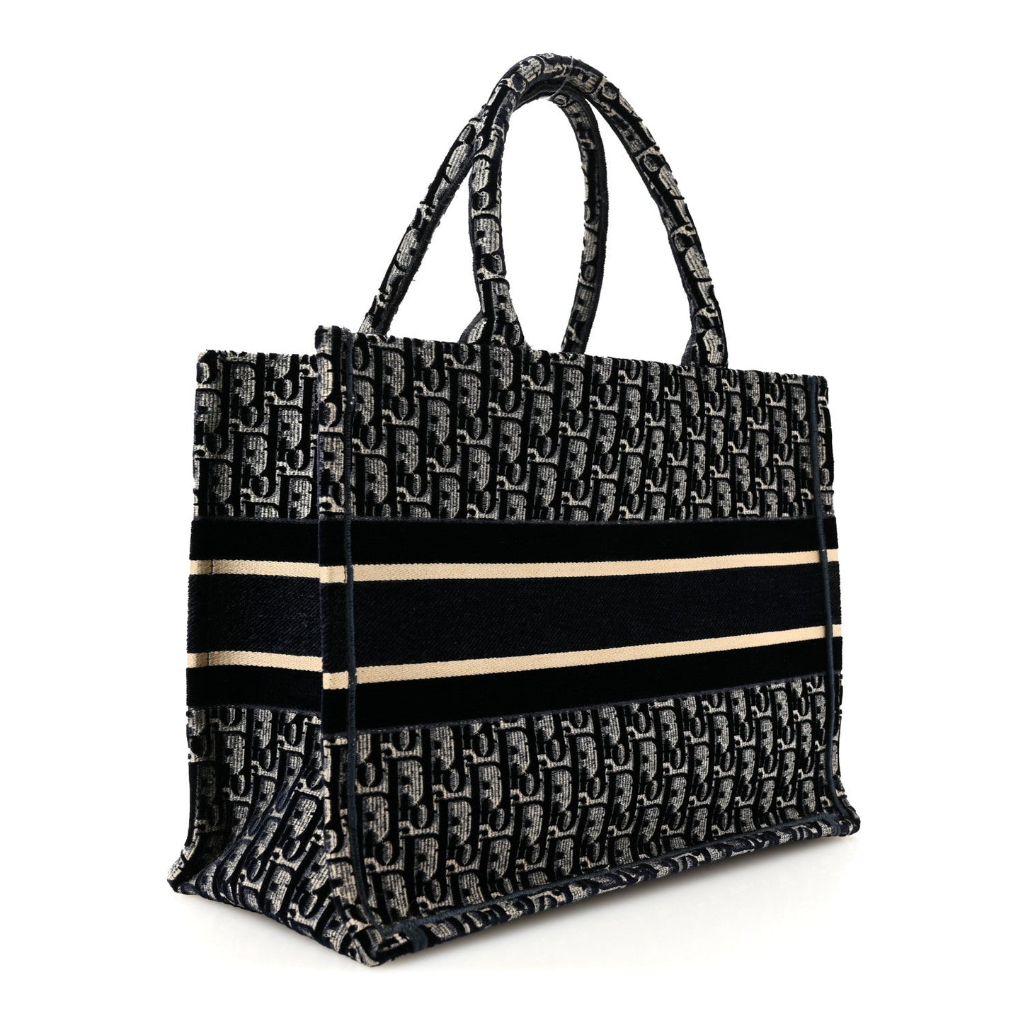 Oblique Velvet Medium Book Tote Blue Multicolor