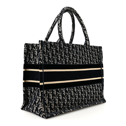 Oblique Velvet Medium Book Tote Blue Multicolor