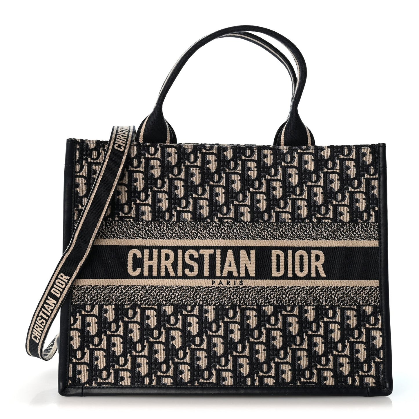 Oblique Calfskin Medium Book Tote With Strap Blue Multicolor