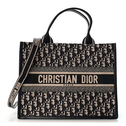 Oblique Calfskin Medium Book Tote With Strap Blue Multicolor