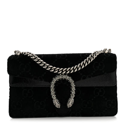 Velvet Skipper Crystal GG Monogram Small Dionysus Shoulder Bag Black Black Diamond