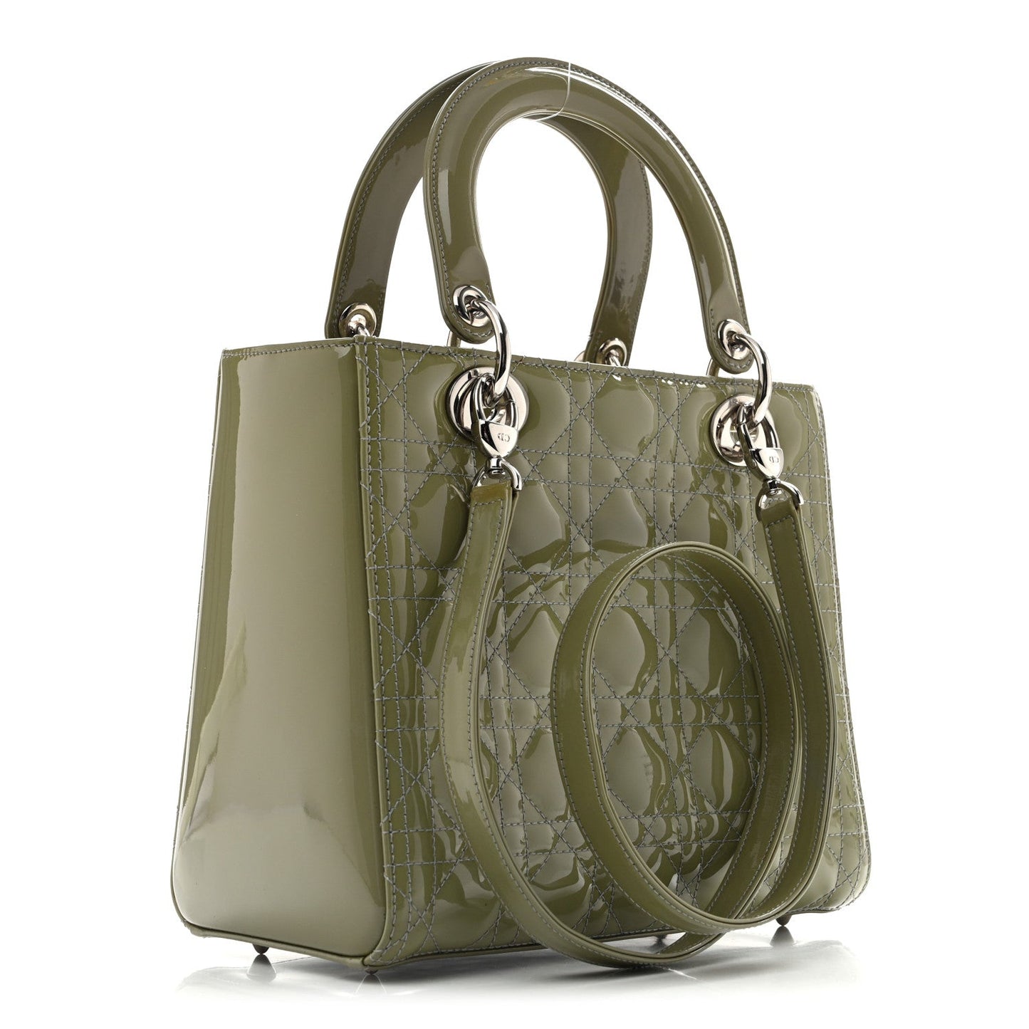 Patent Cannage Medium Lady Dior Grey