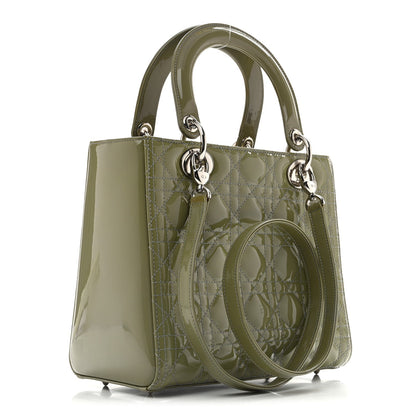 Patent Cannage Medium Lady Dior Grey