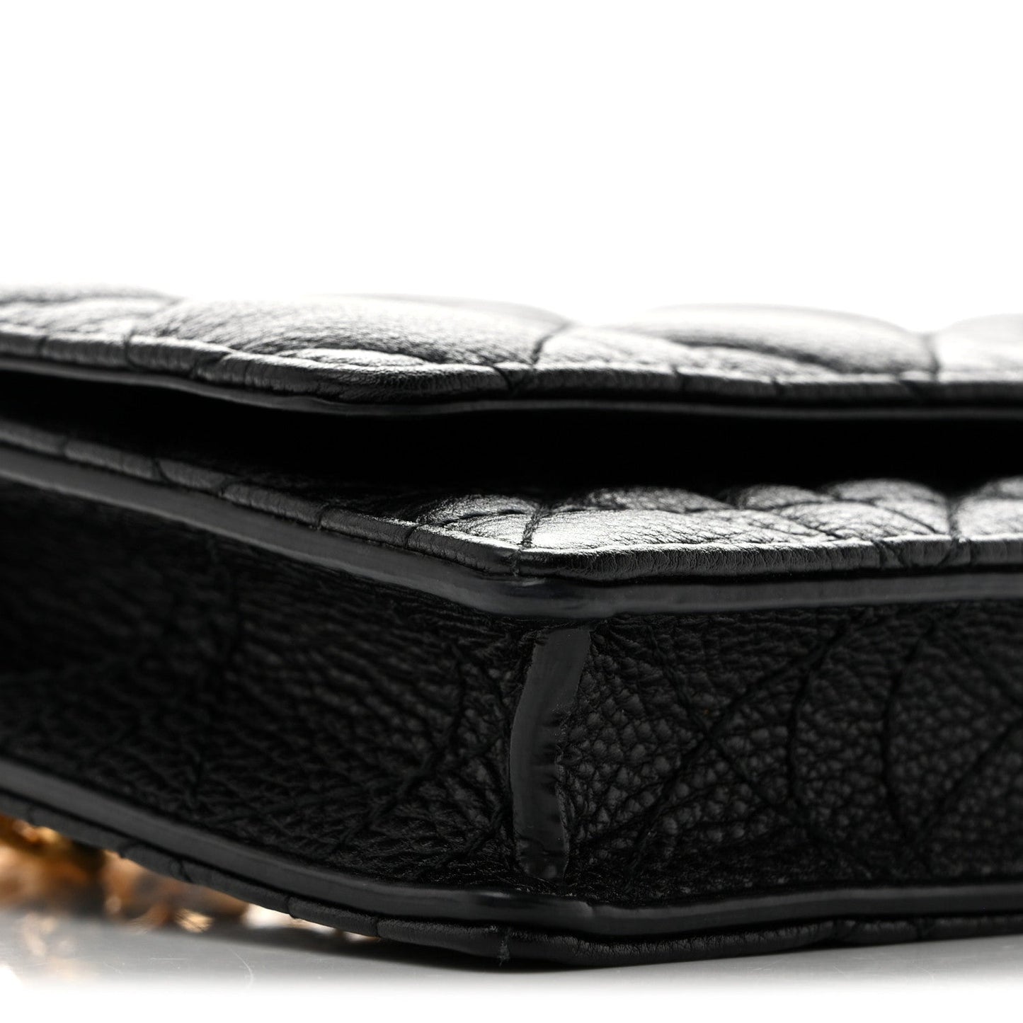 Supple Calfskin Caro Pouch with Chain Black