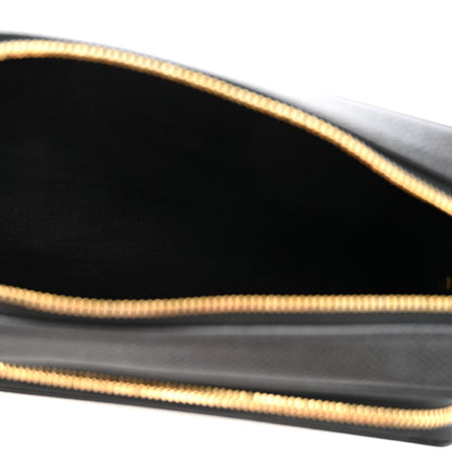 Grained Calfskin Caro Double Pouch Black
