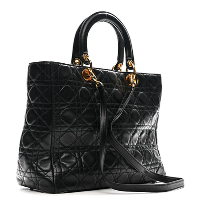 Lambskin Cannage Large Lady Dior Black
