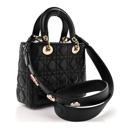 Lambskin Cannage Small Lucky Badges My Lady Dior Black