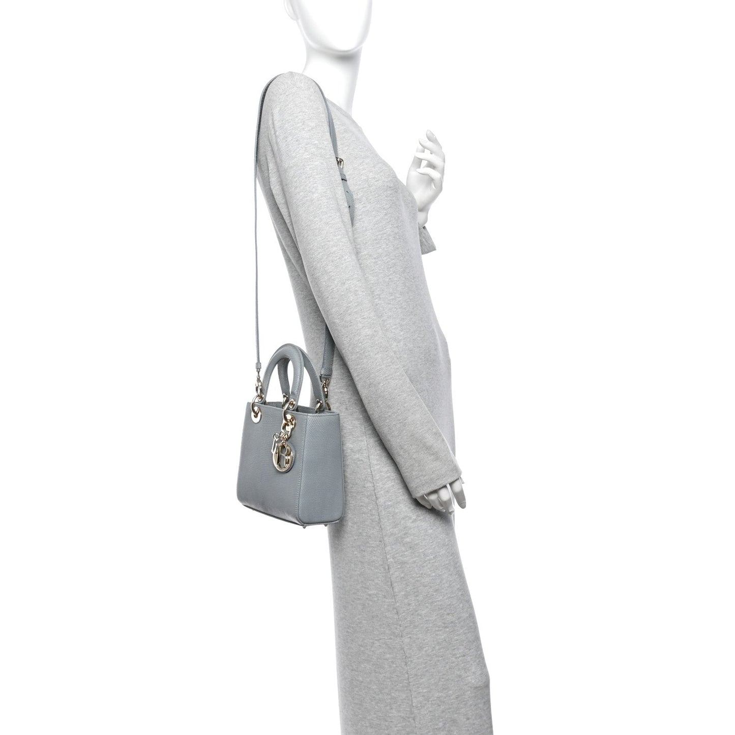 Lizard Small Lady Dior Cloud Blue