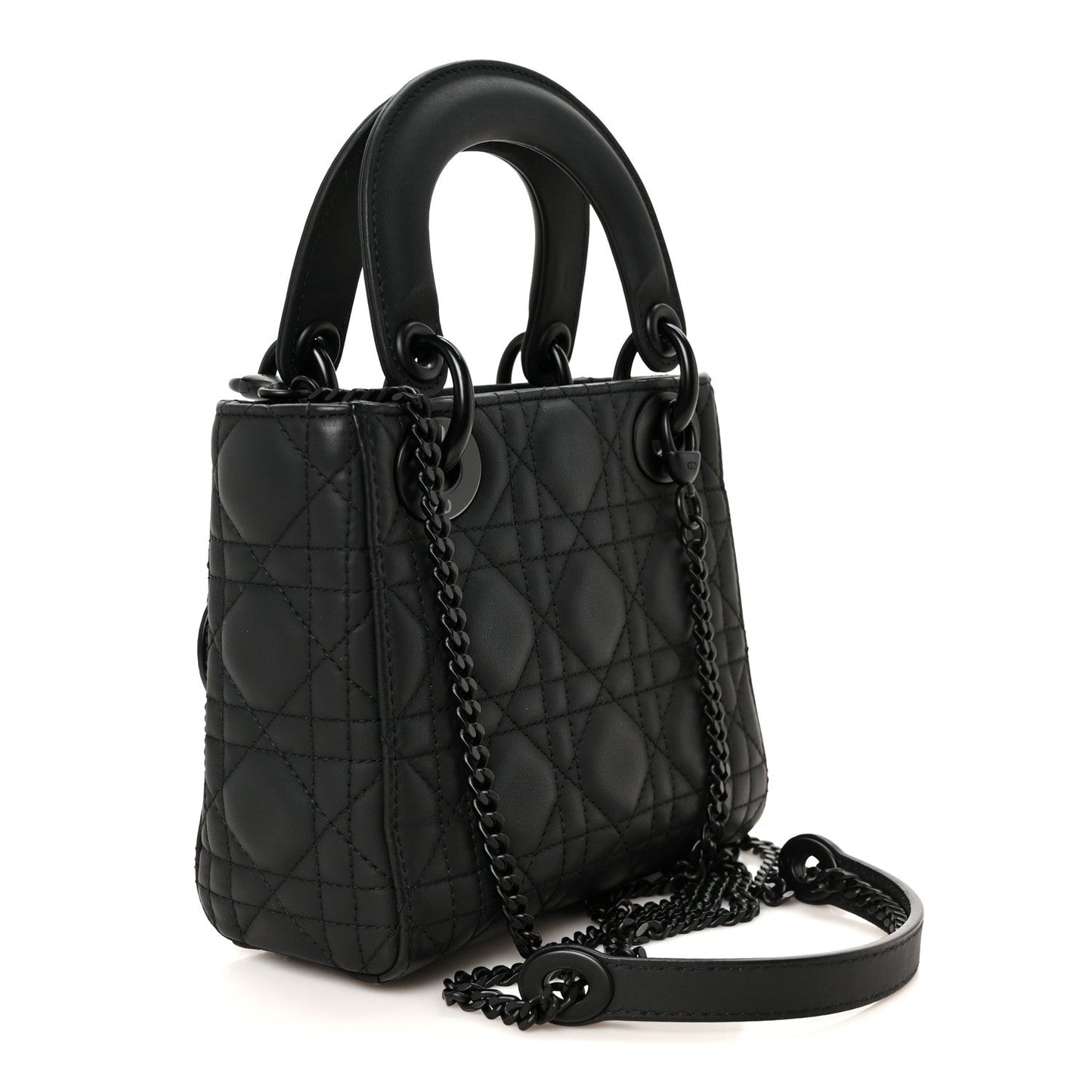 Ultra Matte Calfskin Cannage Mini Lady Dior Black
