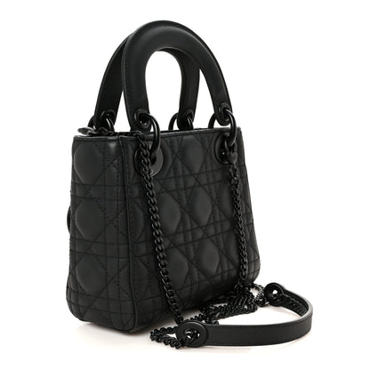 Ultra Matte Calfskin Cannage Mini Lady Dior Black