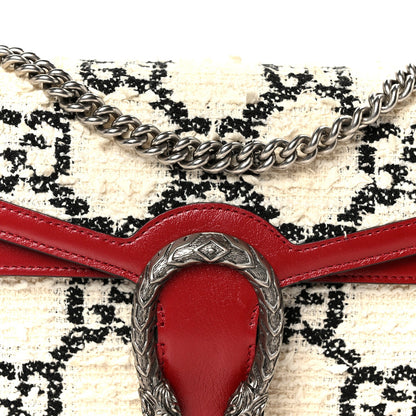 Tweed GG Monogram Small Dionysus Shoulder Bag White Black Romantic Cherry