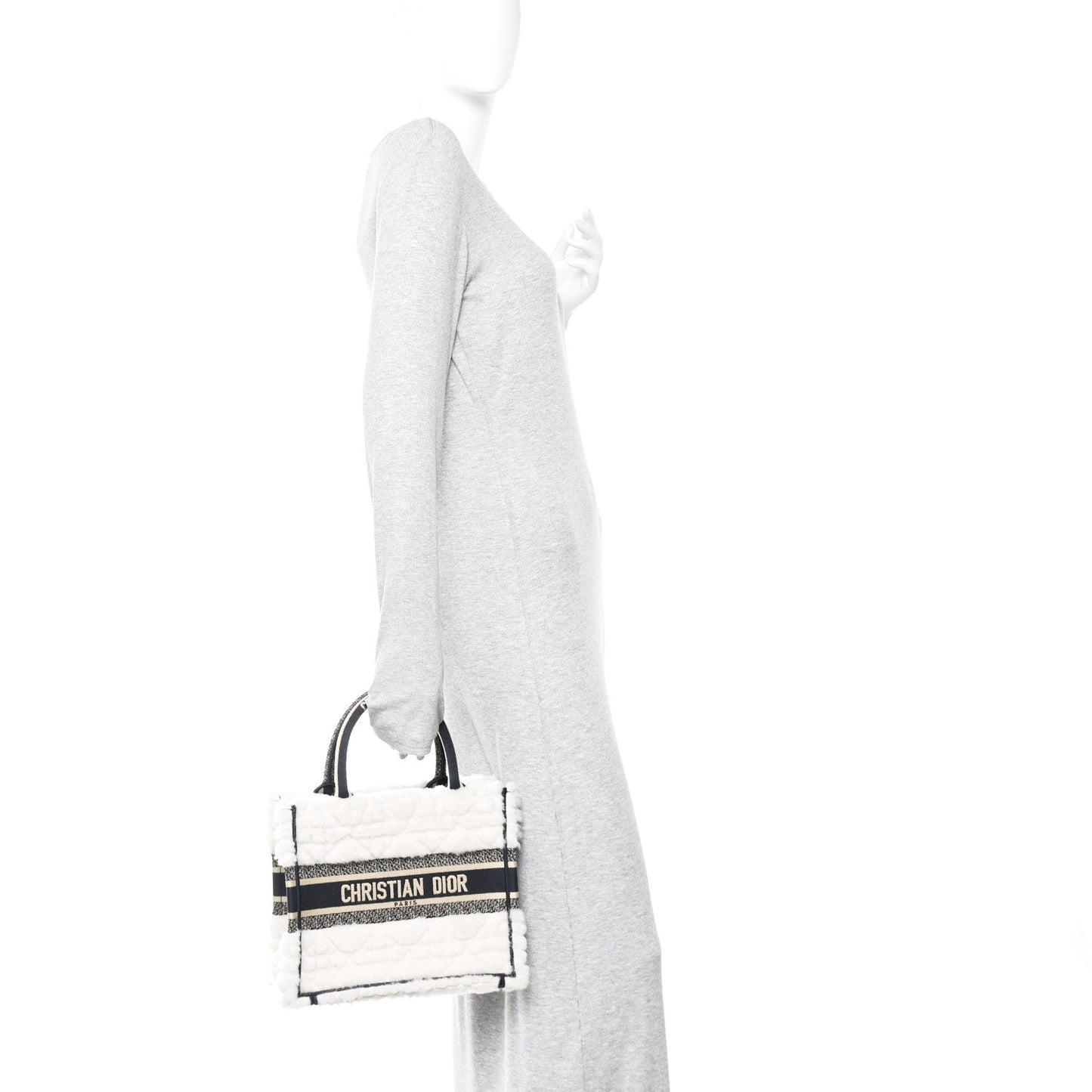 Shearling Cannage Small Book Tote Ecru Blue