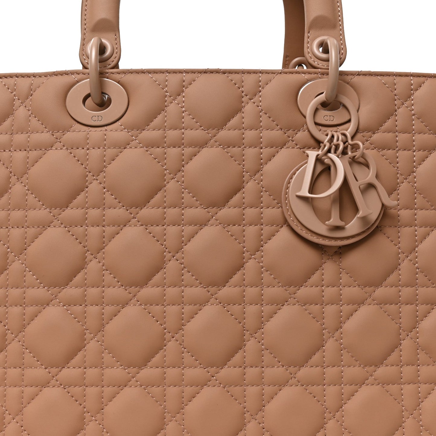 Ultra Matte Calfskin Cannage Large Lady Dior Beige