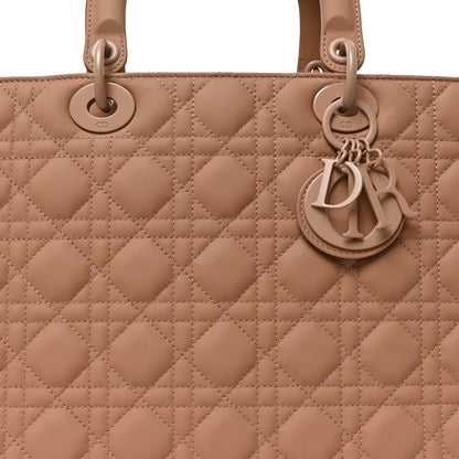 Ultra Matte Calfskin Cannage Large Lady Dior Beige