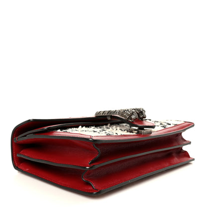 Tweed GG Monogram Small Dionysus Shoulder Bag White Black Romantic Cherry