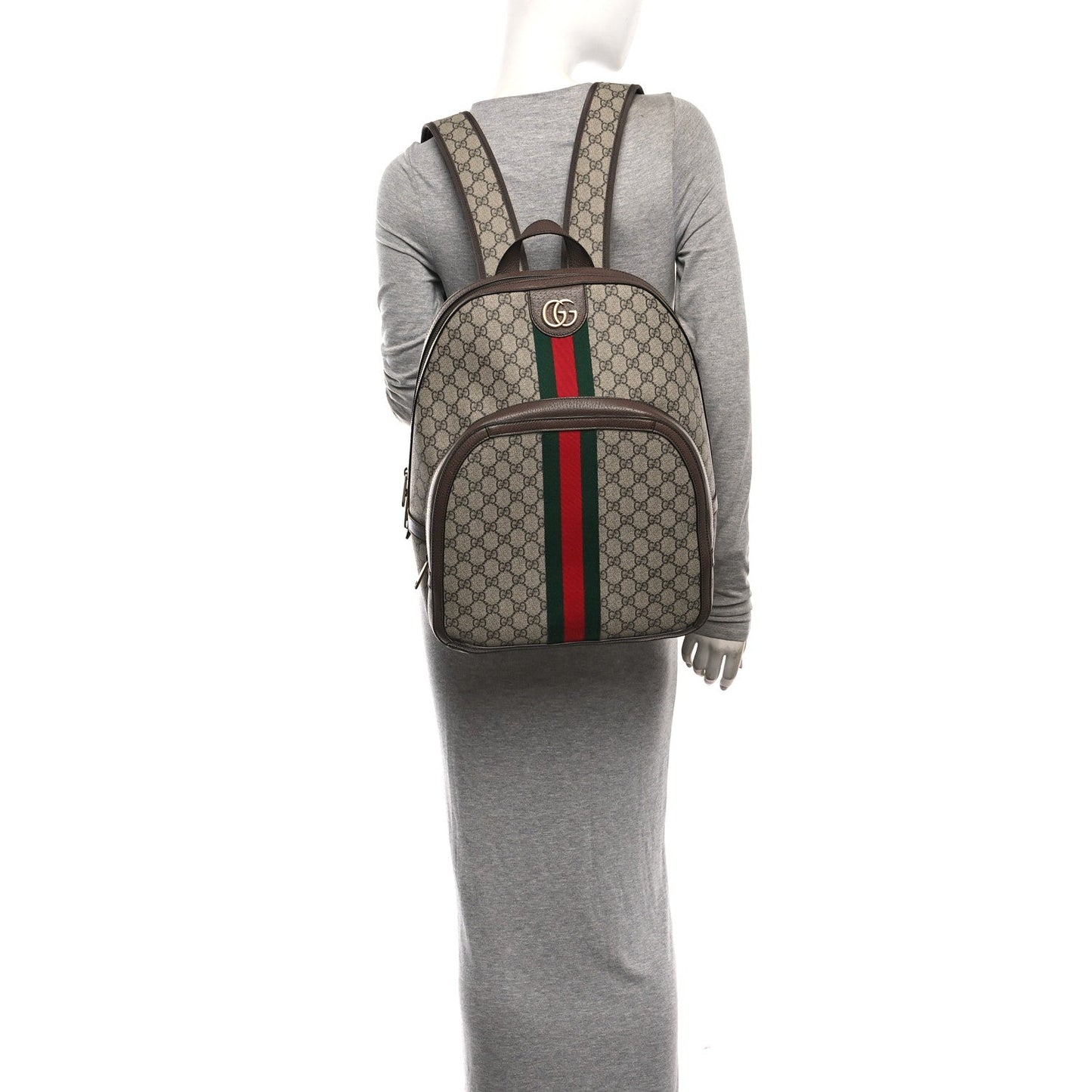 GG Supreme Monogram Medium Ophidia Day Backpack Brown Brown