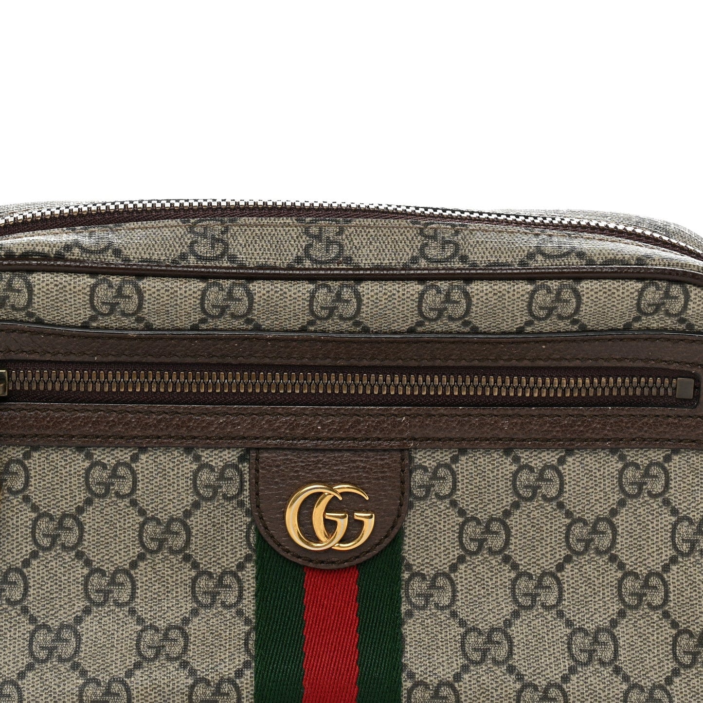 Soft GG Supreme Monogram Medium Ophidia Belt Bag Dark Brown