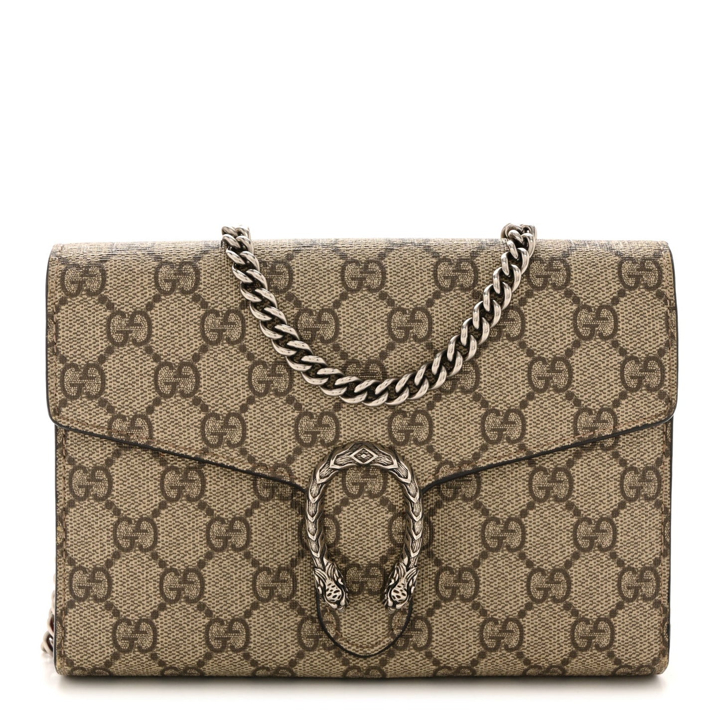 GG Supreme Monogram Mini Dionysus Chain Wallet Beige Vulcanic Red
