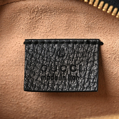 Grained Calfskin Web Mini Ophidia Round Shoulder Bag Black