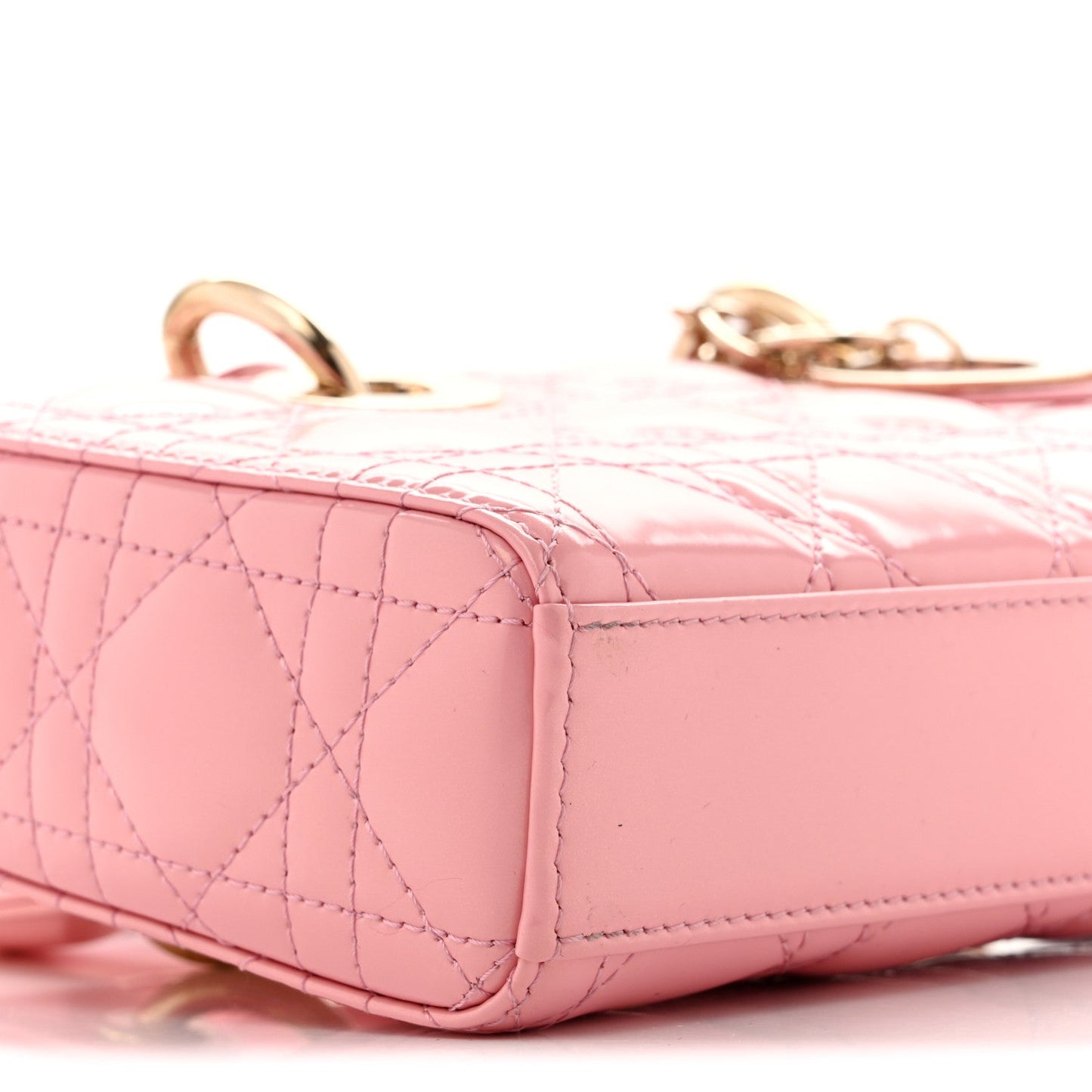 Metallic Lambskin Cannage Small Lady D-Joy Pink