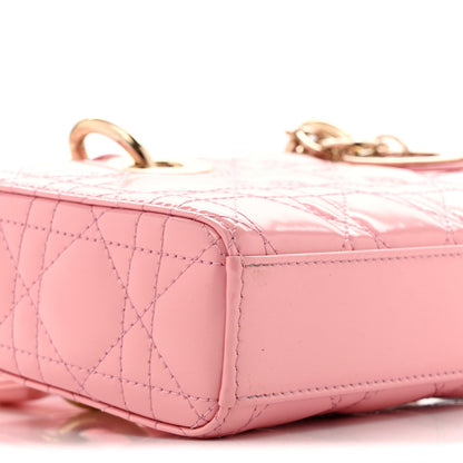 Metallic Lambskin Cannage Small Lady D-Joy Pink